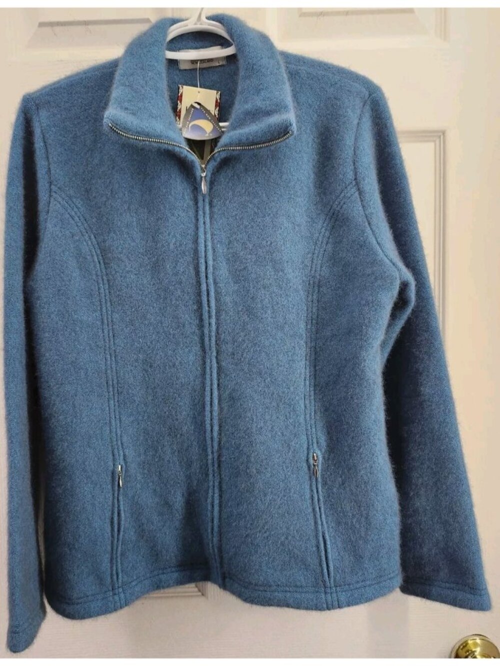 Koru New Zealand Ko478 Possumsilk Zip Jacket Size L Pacific Blue